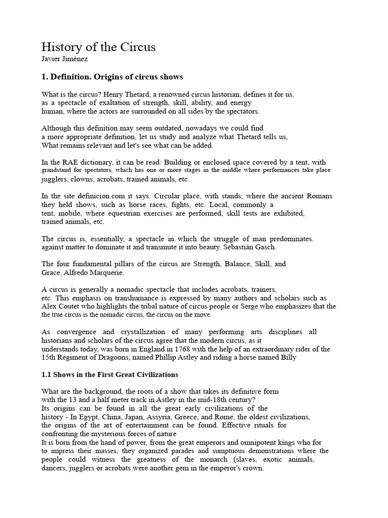 Origins and Evolution of the Circus | PDF | Circus | P. T. Barnum