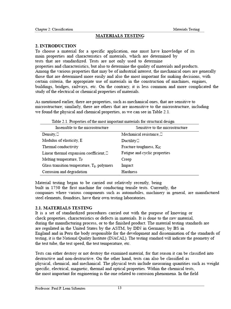 Materials Testing: Classification Overview | PDF | Deformation ...