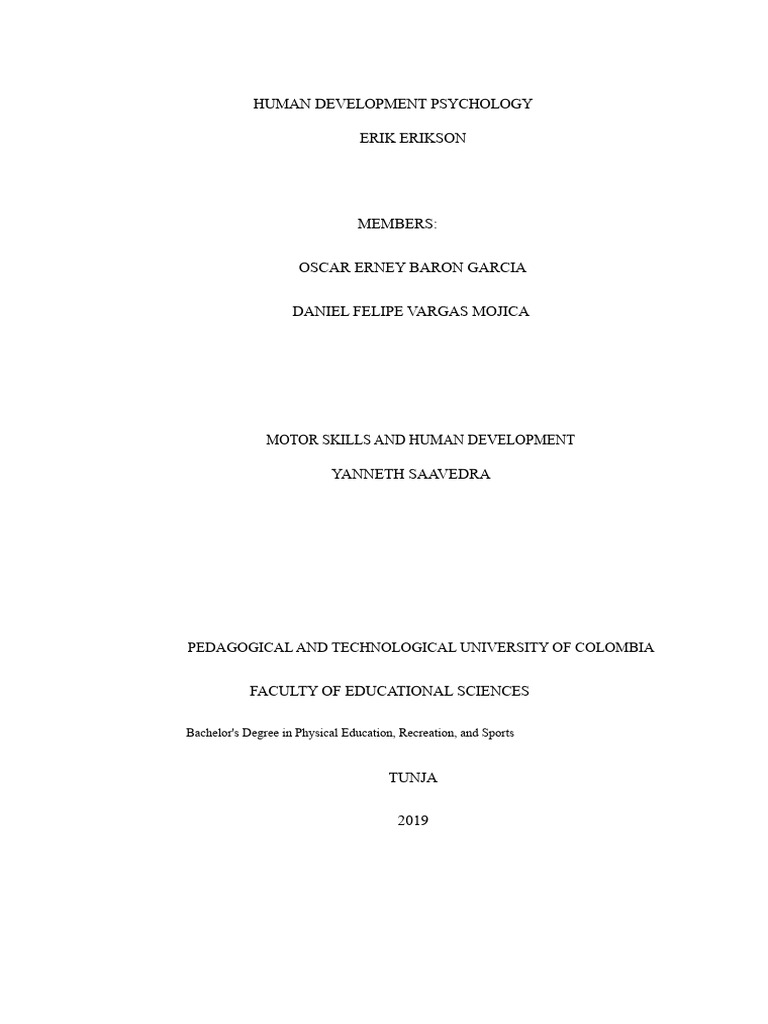 Erik Erikson's Psychosocial Development Theory | PDF | Psychology ...