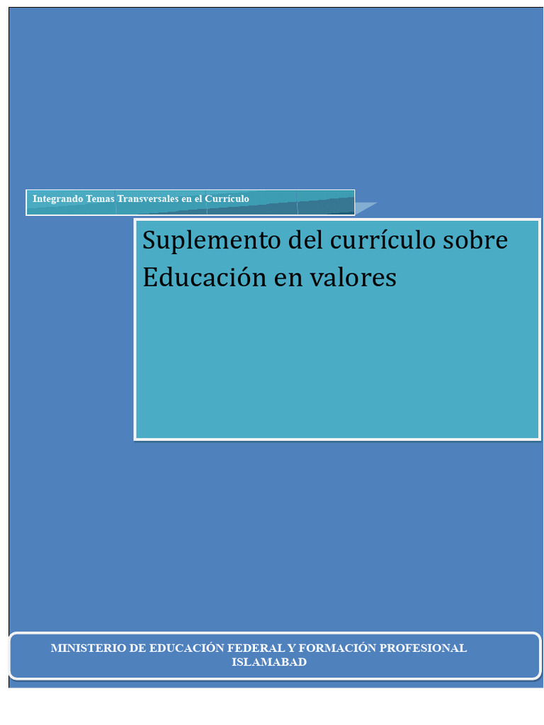Integración de Valores en el Currículo Escolar | PDF | Plan de estudios ...