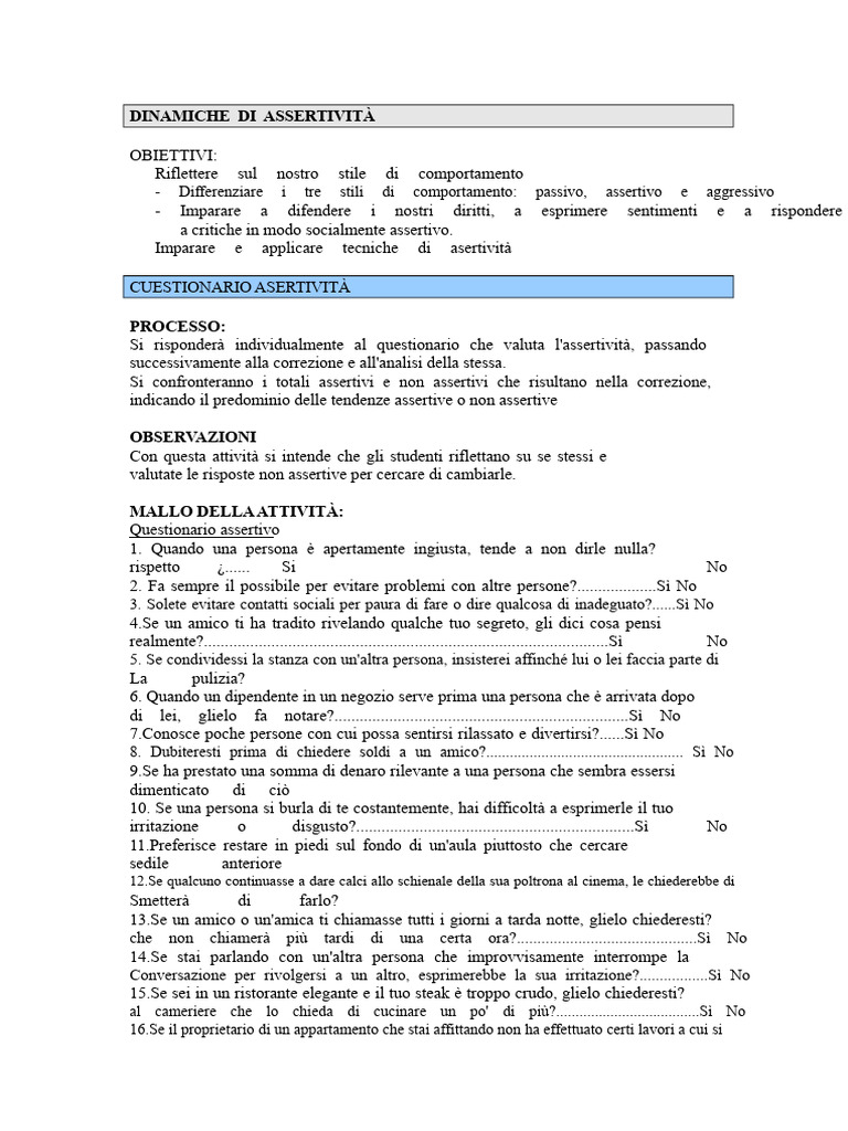 Asertività 20 Dinamiche | PDF