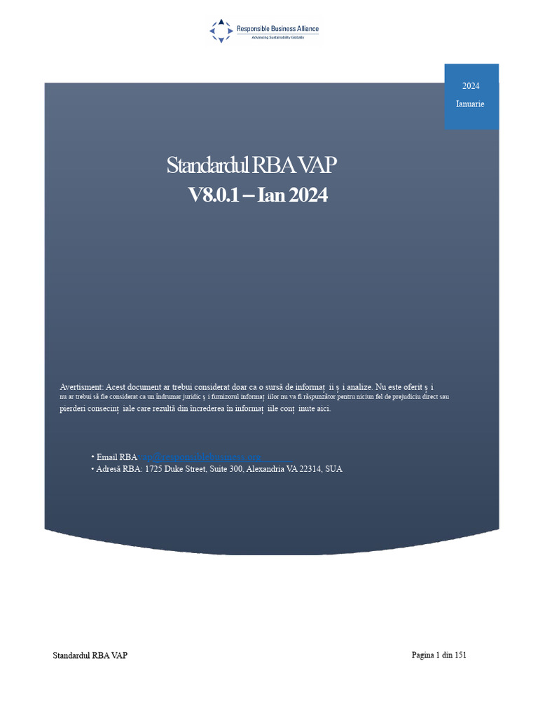 Document Standard de Cod RBA - V8 - Final | PDF