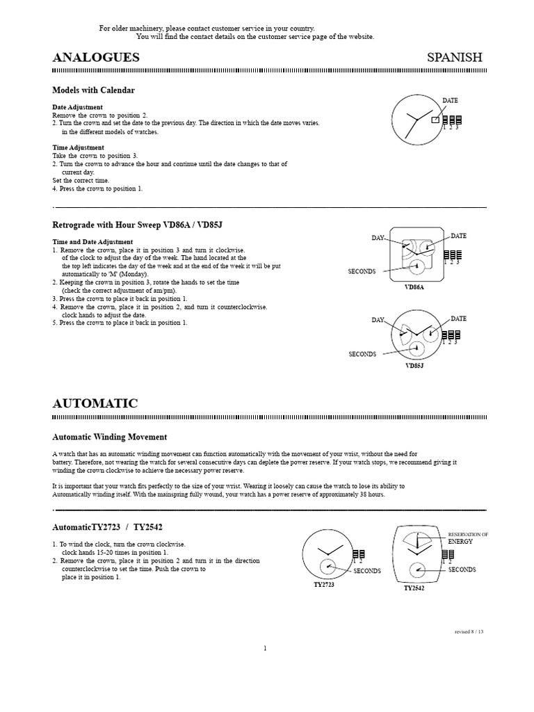 Watch Time and Date Adjustment Guide | PDF | Timer | Clock