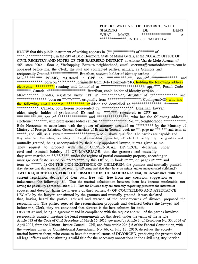 Consensual Divorce Agreement Document | PDF | Divorce | Private Law