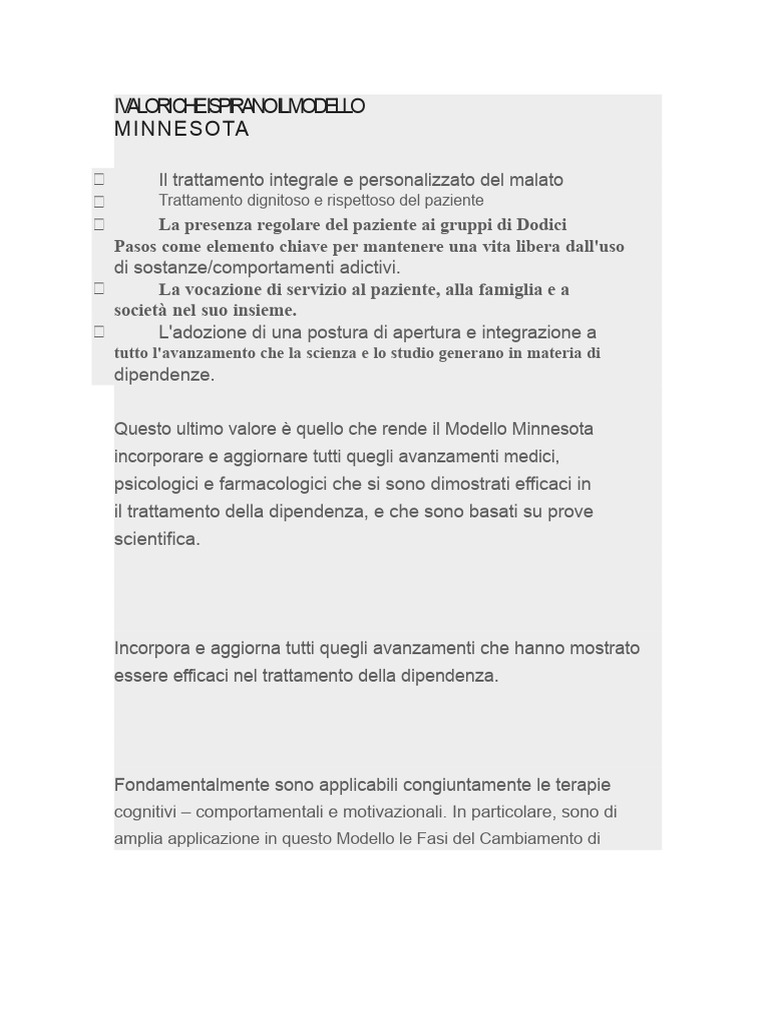Il Modello Minnesota | PDF