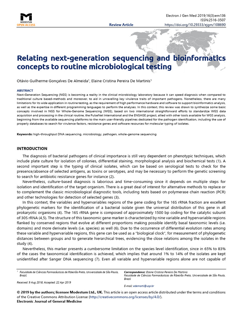 Relating Next Generation Sequencing and Bioinformatics Concepts to ...