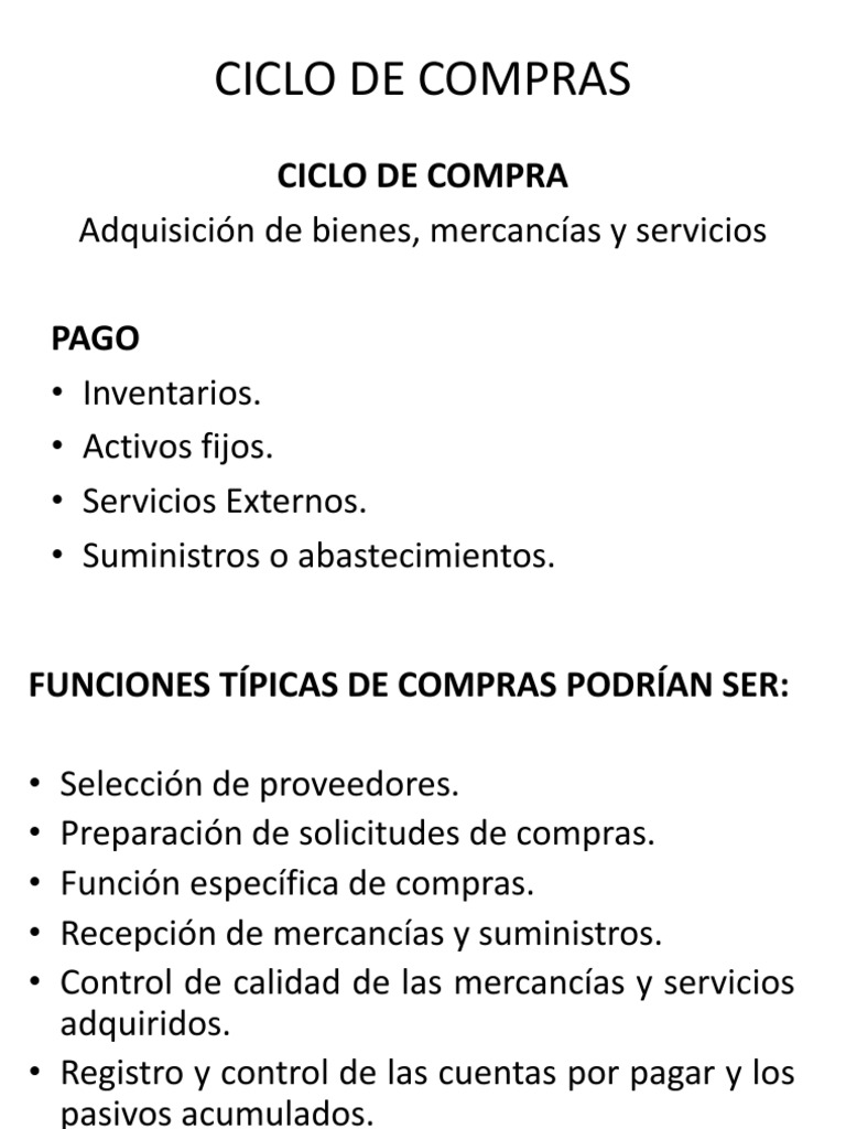 Diapositivas de Ciclo de Compras | PDF | Contabilidad | Business
