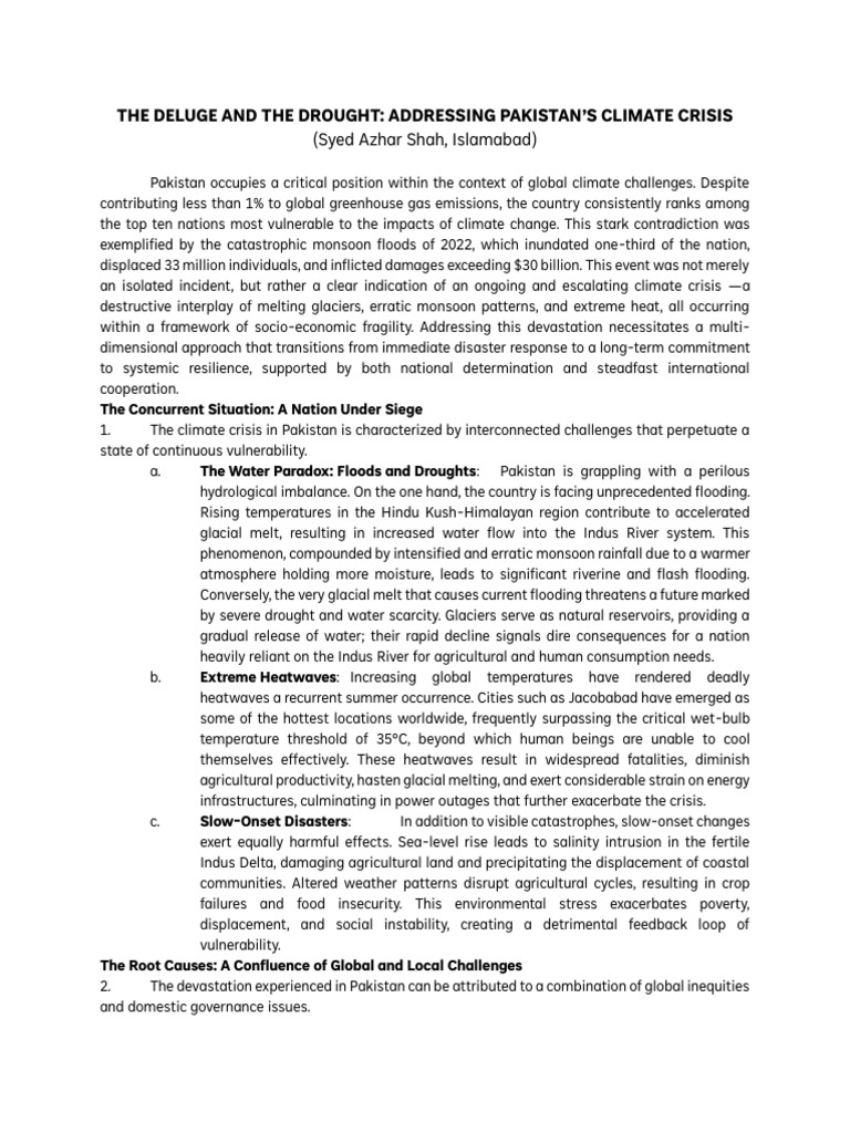 Pakistan's Climate Crisis: Floods & Droughts | PDF | Climate Change | Flood