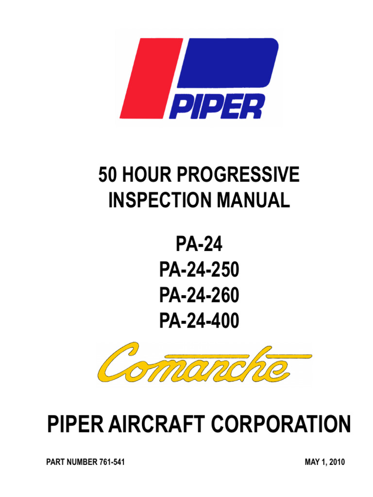PA-24 Comanche 50 Hour Inspection Manual | PDF | Aviation | Aerospace