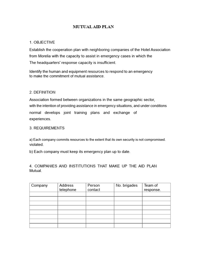 Mutual Aid Plan | PDF