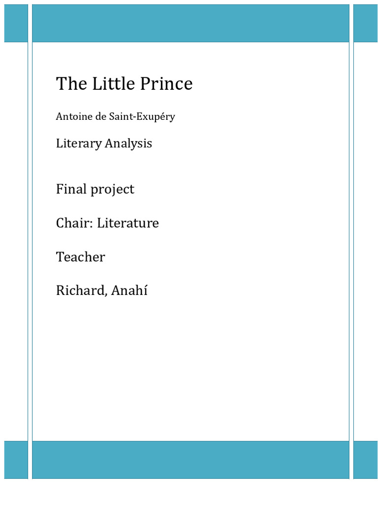 Literary Analysis of The Little Prince | PDF | The Little Prince ...