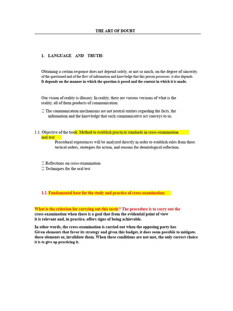 The Art of Doubt Summary | PDF | Witness | Argument
