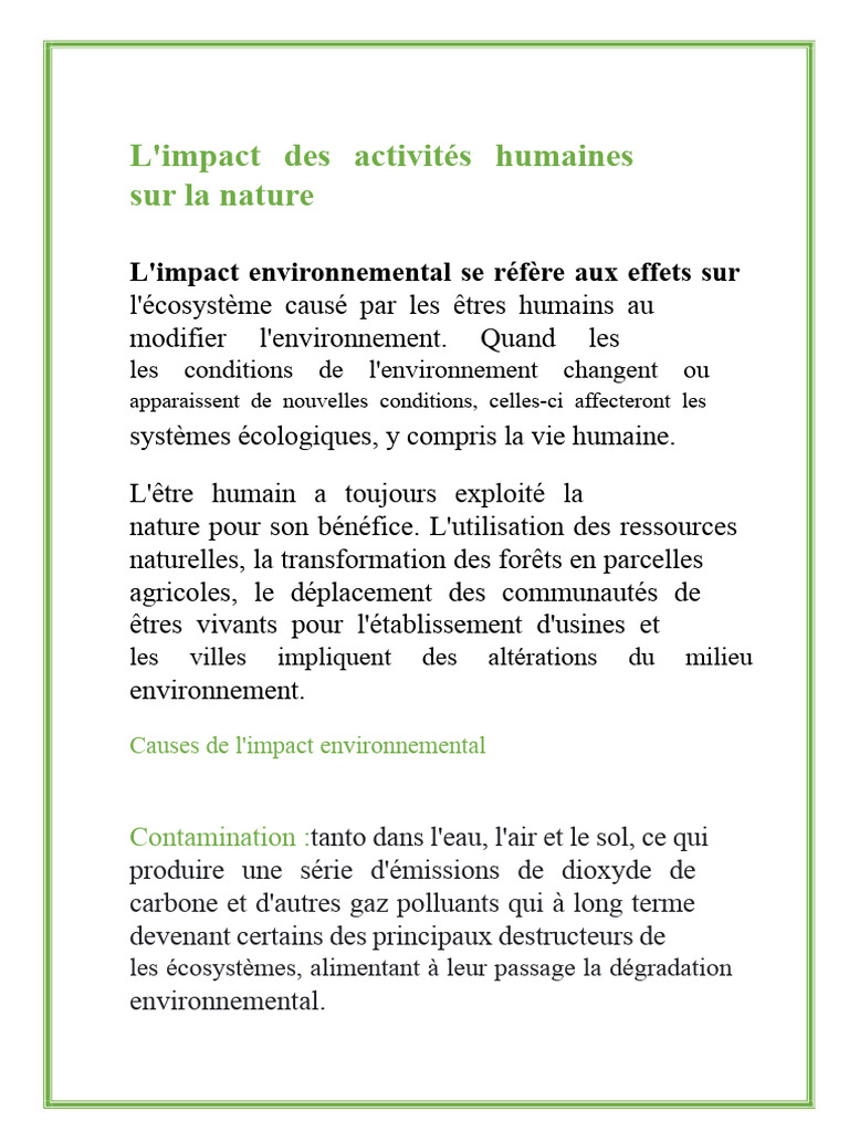 Impact environnemental et solutions durables | PDF | Environnement ...