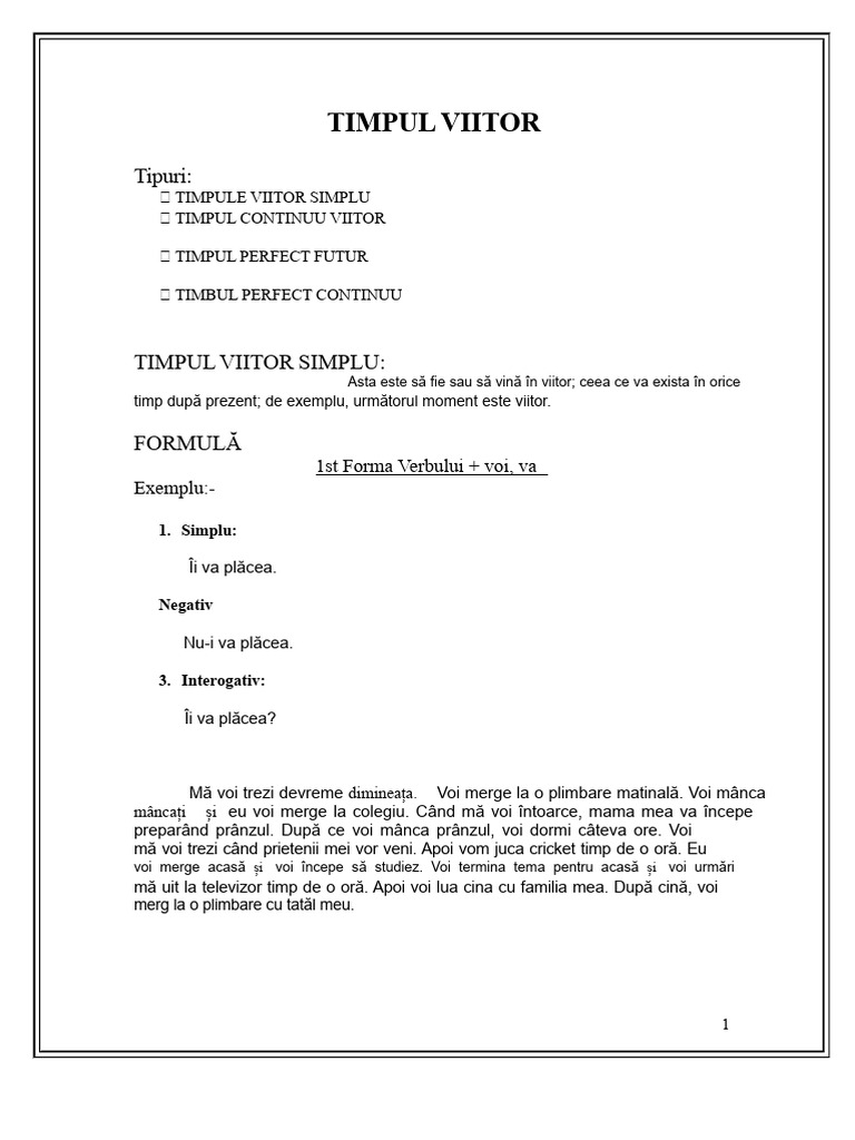 Timpul Viitor | PDF