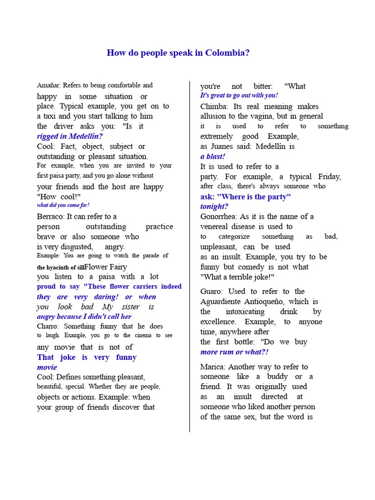 Colombian Slang and Expressions | PDF