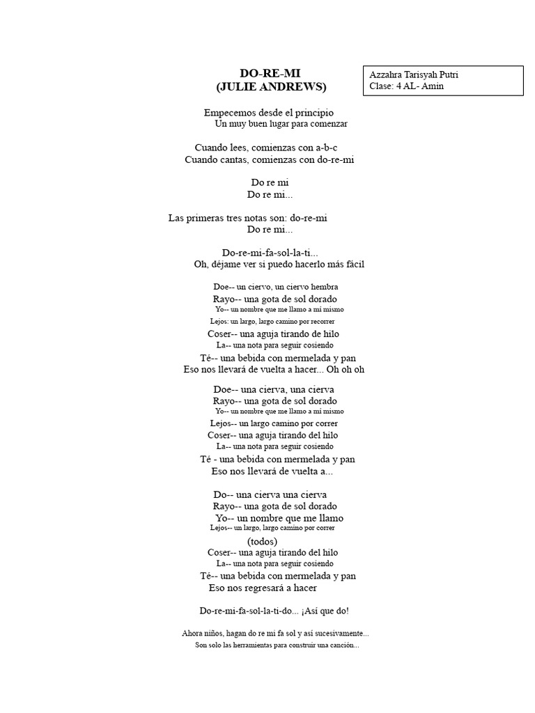 Do - Re - Mi Letra Completa | PDF