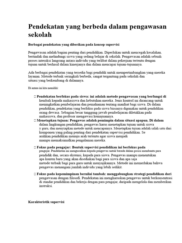 Pendekatan Pengawasan Sekolah Efektif | PDF