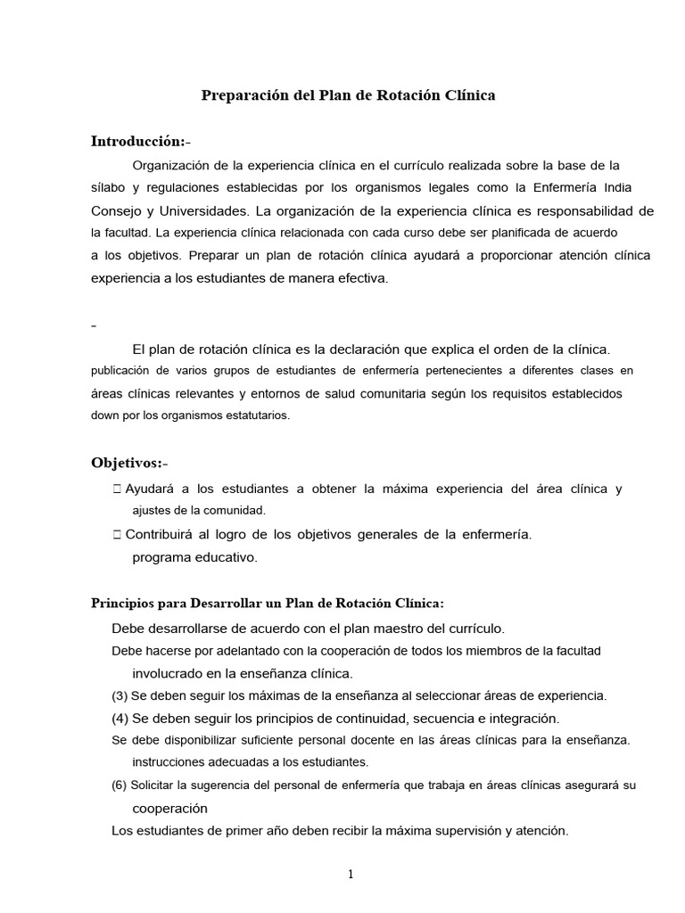 Preparación Del Plan de Rotación Clínica | PDF | Plan de estudios ...