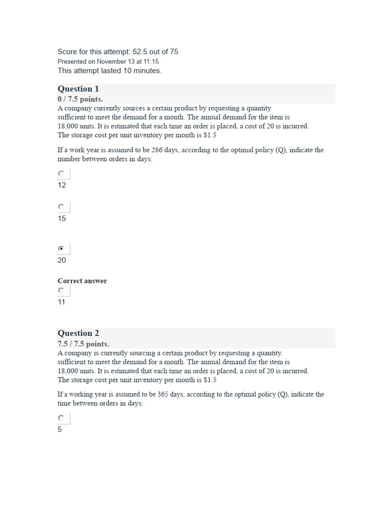 Optimal Order Quantity Analysis | PDF | Demand | Inventory