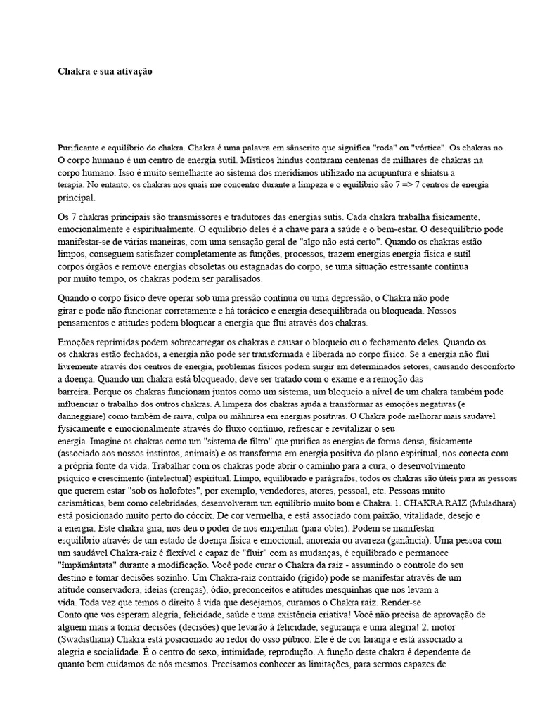 Ativação e Equilíbrio dos Chakras | PDF | Chacra | Pensamento
