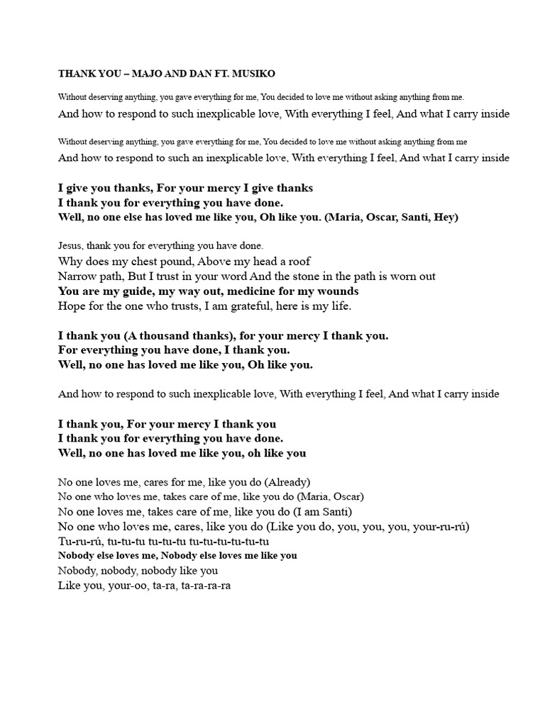 Thank You - Majo and Dan FT - Musiko | PDF