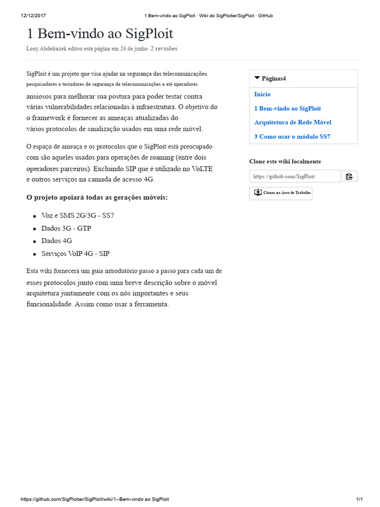 1 Bem-Vindo Ao SigPloit Wiki Do SigPloiter - SigPloit GitHub | PDF