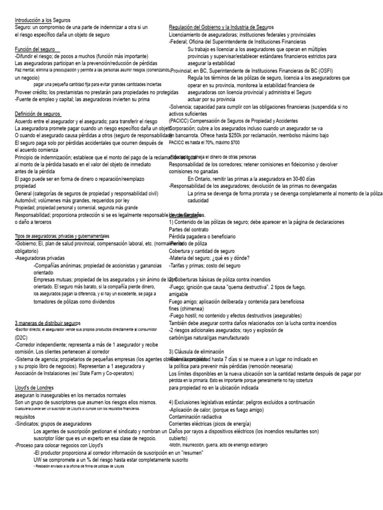 Notas de CAIB 1 | PDF | Seguro | Póliza de seguros