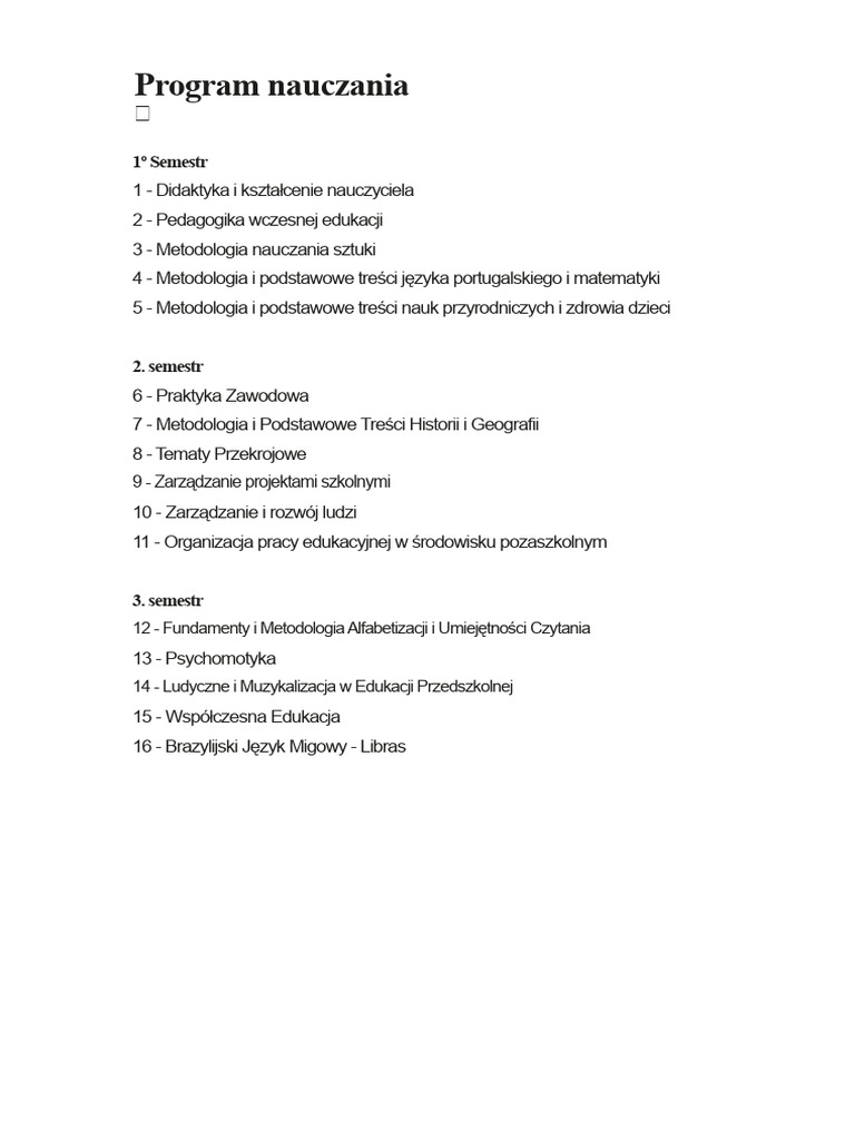 Program Nauczania - Sylabusy - UNIASSELVI | PDF