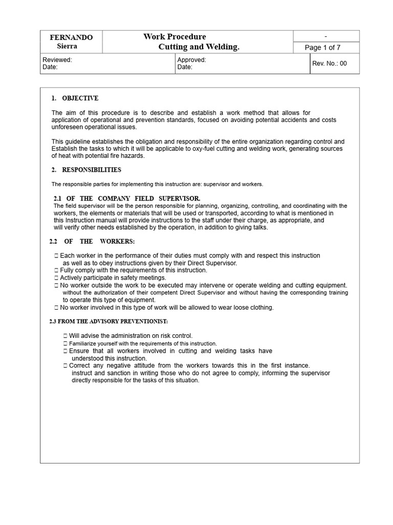cutting and welding procedure | PDF | Welding | Construction
