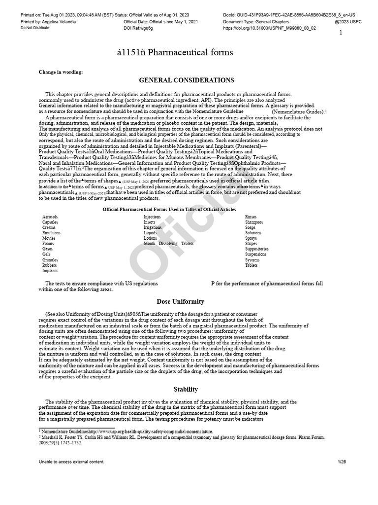 Pharmaceutical Forms USP | PDF | Emulsion | Tablet (Pharmacy)
