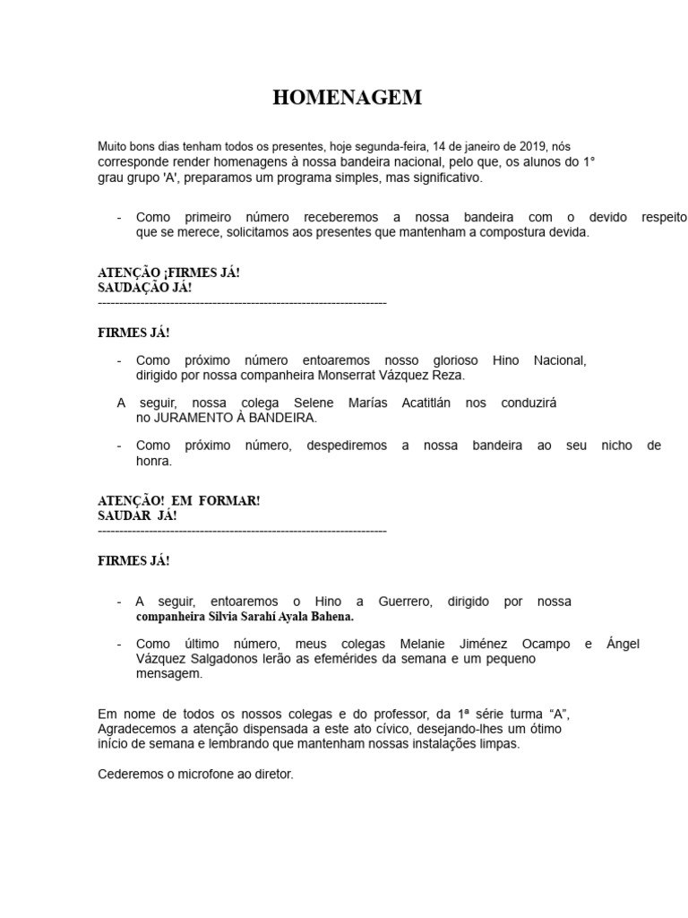Exemplo de uma homenagem | PDF