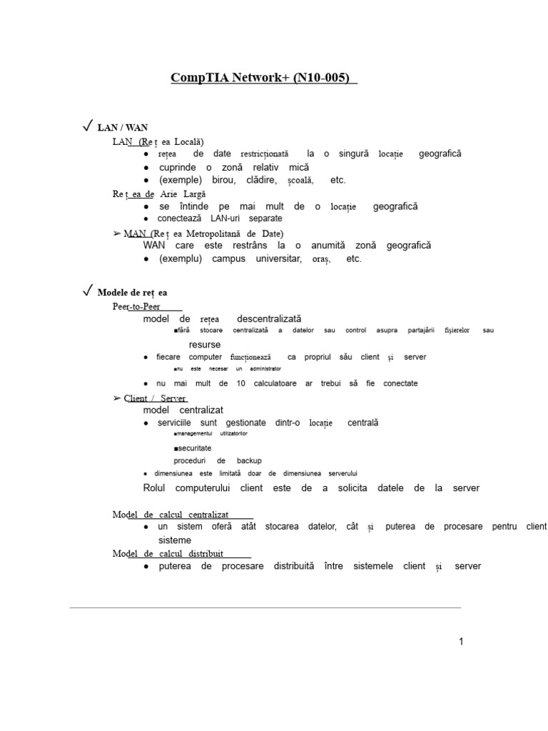 Note Despre CompTIA Network+ | PDF