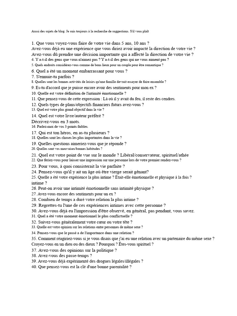 800 Questions pour mieux se connaître | PDF