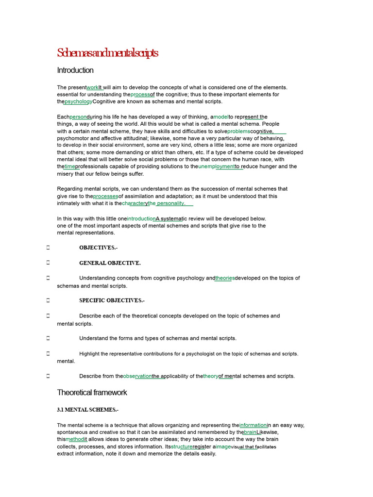 Understanding Schemas and Mental Scripts | PDF | Schema (Psychology ...