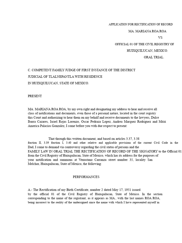 Rectification of Birth Certificate Request | PDF | Birth Certificate ...