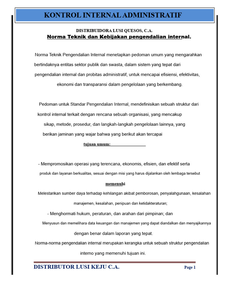 Panduan Kontrol Internal Administratif | PDF