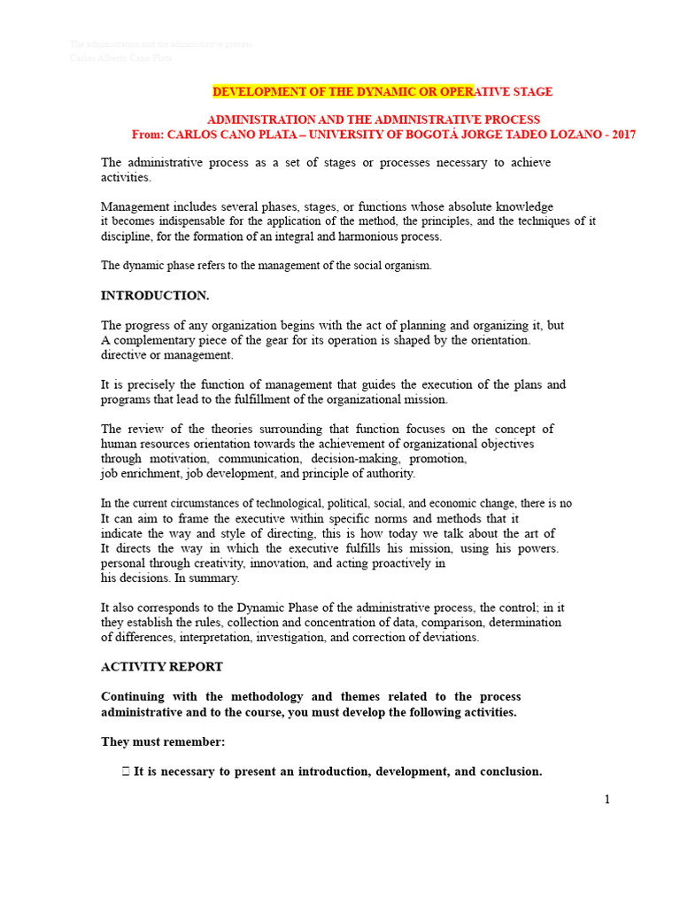 Report The Administrative Process - Management - Control | PDF ...