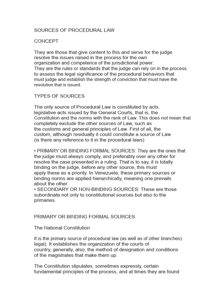Sources of Procedural Law Explained | PDF | Treaty | Judiciaries
