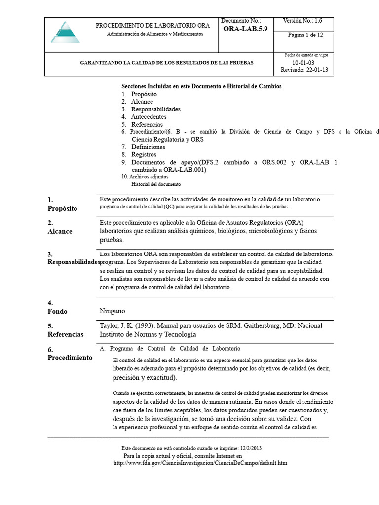 Asegurando La Calidad de Los Resultados | PDF | Diferencia | Laboratorios
