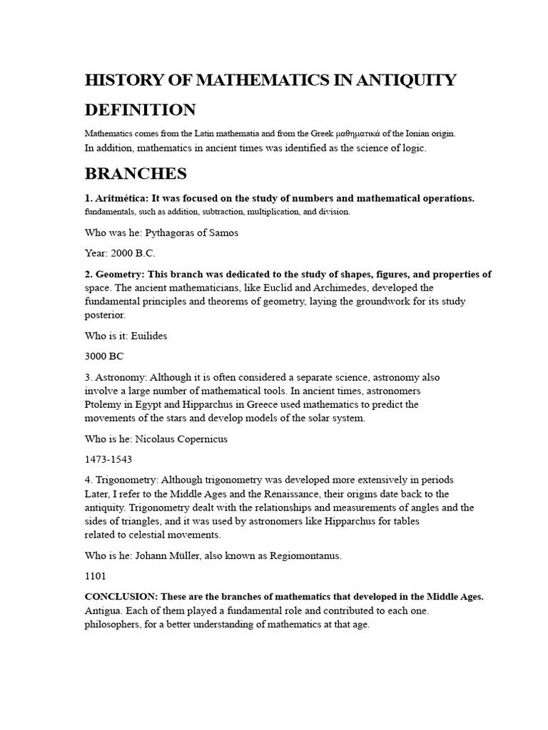 Ancient Mathematics: Key Branches & Civilizations | PDF | Mathematics ...