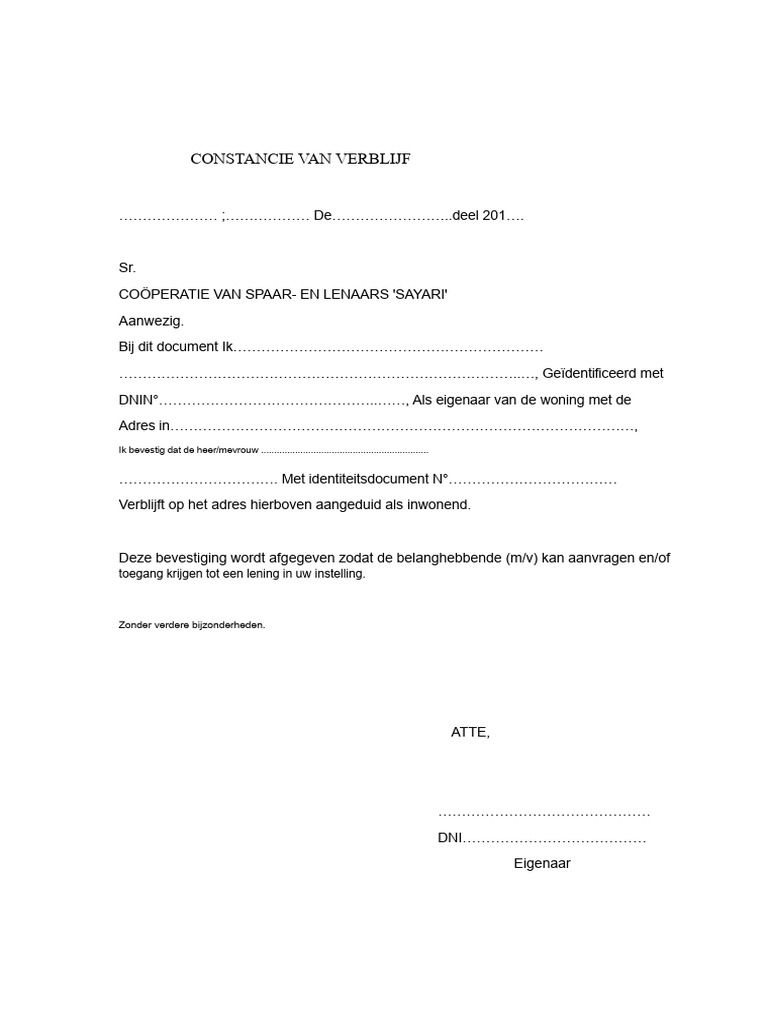 Verblijfsbewijs | PDF