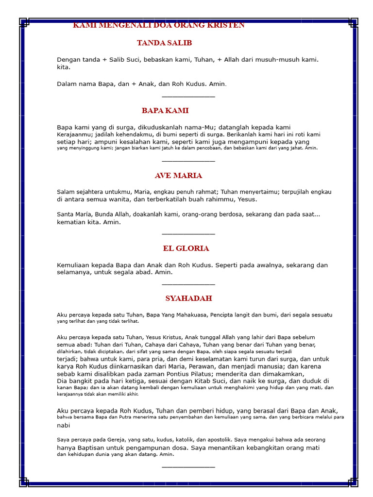 Doa-doa Kristen dan Pengakuan Iman | PDF
