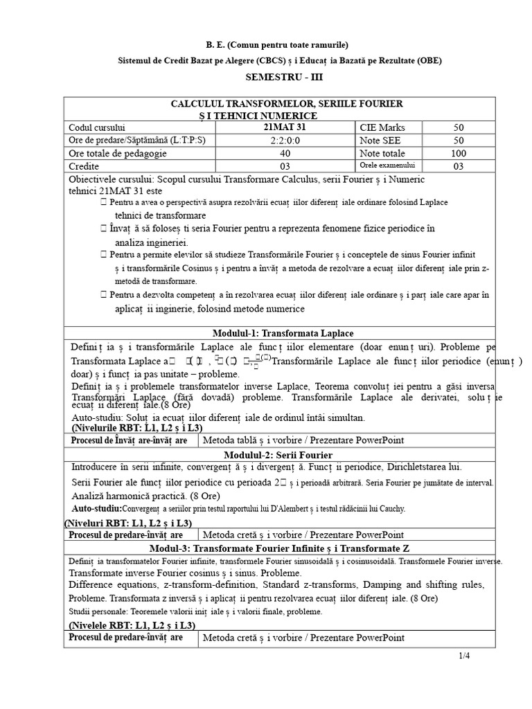 21mat31 Model Test Paper VTU Semestrul 3 Schema 21 | PDF