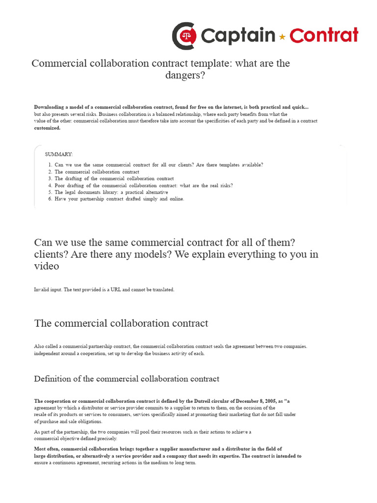 Risks of Using Contract Templates | PDF | Partnership | Contractual Term