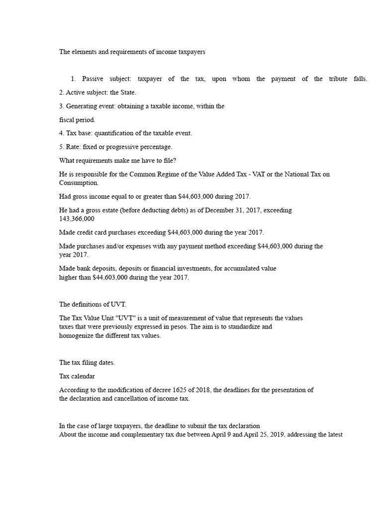 Income Taxpayer Requirements Explained | PDF | Taxes | Income