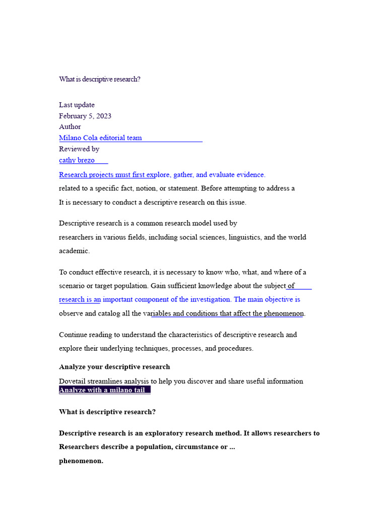 Understanding Descriptive Research Methods | PDF | Survey Methodology ...