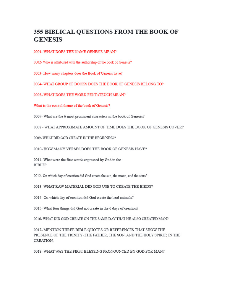 355 Questions About Genesis Explained | PDF | Jacob | Abraham