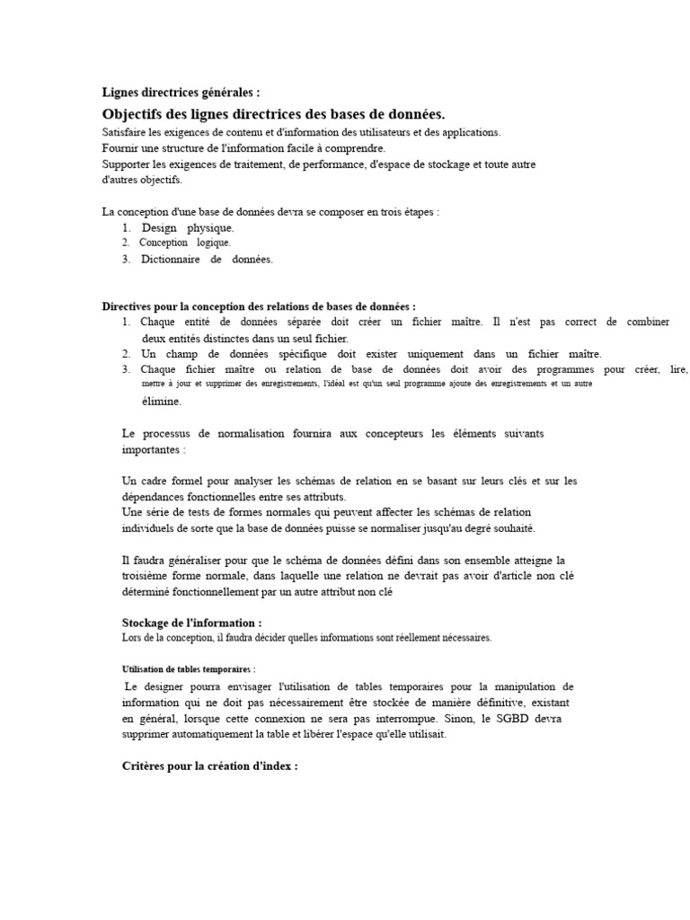 Lignes directrices pour la conception de bases de données | PDF | Bases ...