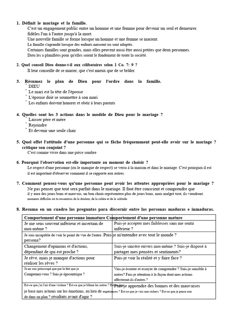 Questionnaire de préparation au mariage | PDF | Mariage