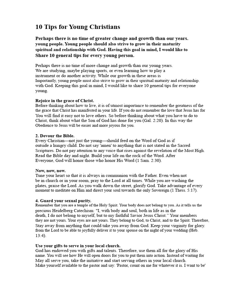 10 Tips For Young Christians | PDF | God In Christianity | Jesus